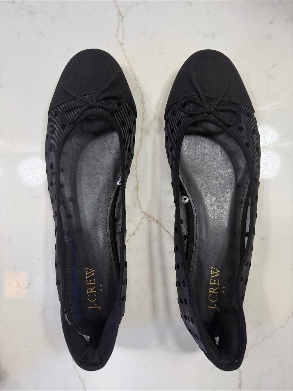 J. Crew Black Swiss Dot Ballet Flats with Bow